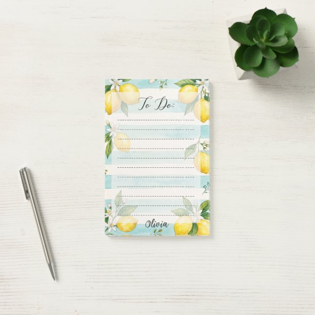 Personalized Lemon To-Do List Watercolor Notepad (Office)