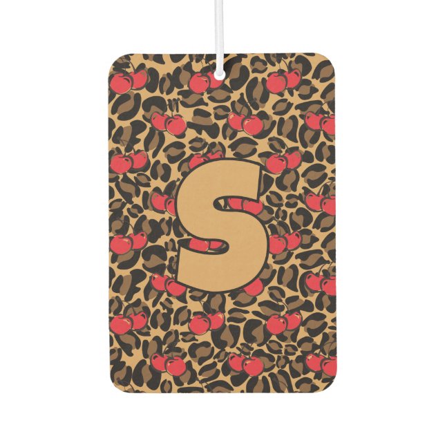 Personalized Leopard Cherries Car Air Freshener (Front)