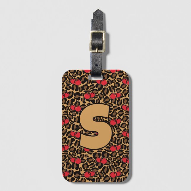 Personalized Leopard Cherries Luggage Tag (Front Vertical)