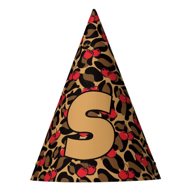 Personalized Leopard Cherries Party Hat (Front)