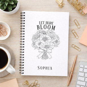 Personalized Let Hope Bloom Zinnia Bouquet Custom Notebook