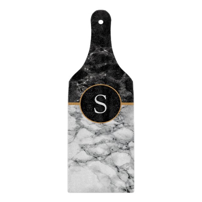 Personalized letter Cutting Board Marble Design (Front)