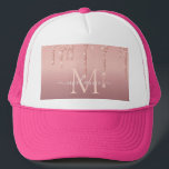 Personalized Letter Name Rose Gold Glitter Hat<br><div class="desc">Hats with Monogram Name Text Rose Gold Blush Glitter Sparkle Personalized Birthday - Anniversary or Wedding Gift / Suppliest - Add Your Letter / Name - Text or Remove - Make Your Special Hat Gift - Resize and move or remove and add text / elements with Customization tool. choose font...</div>