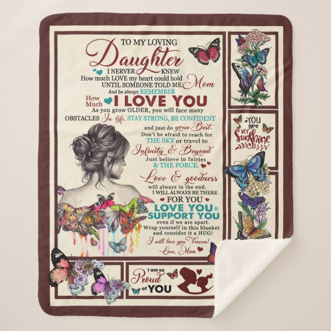 Personalized Letter To My Loving Daughter Sherpa Blanket (Front)