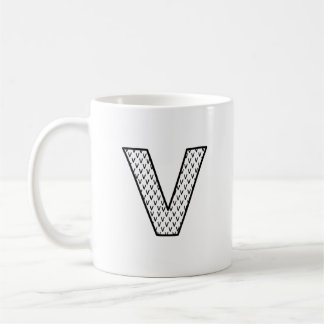 Personalized Letter V Ceramic Monogram Mug