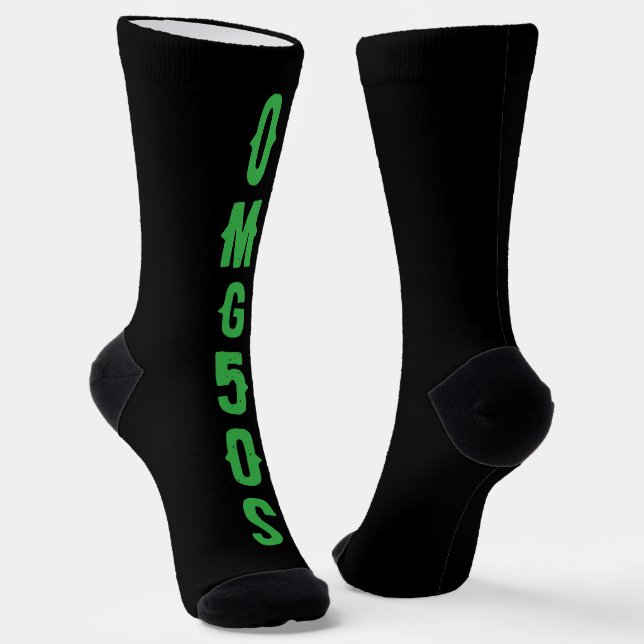 Personalized lettering Green and black modern Chic Socks (Angled)
