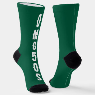 Personalized lettering natural greenery background socks