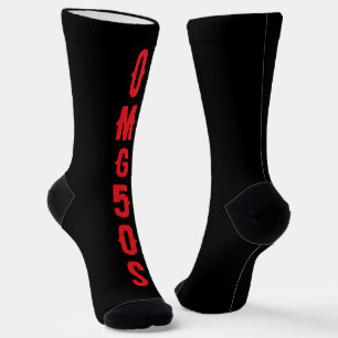Personalized lettering red black modern background socks