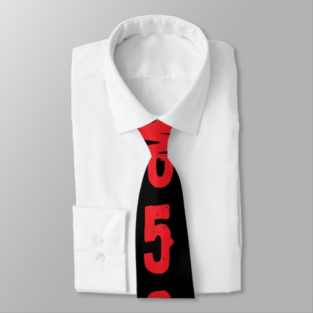Personalized letters Modern red and black Chic Tie (Tied)