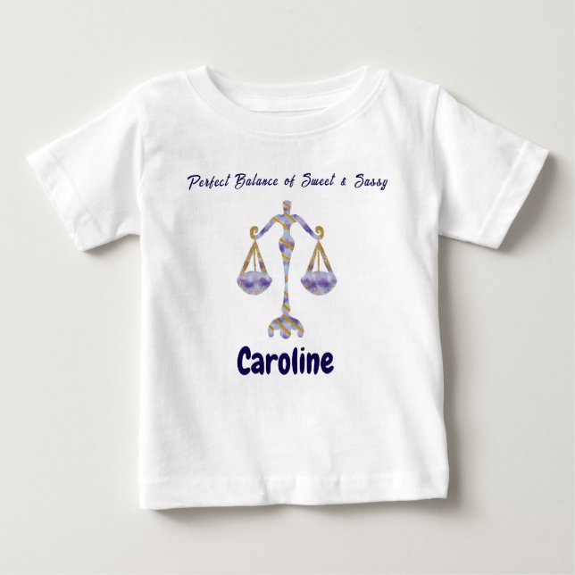 Personalized Libra “Sweet & Sassy” Toddler Art Baby T-Shirt (Front)