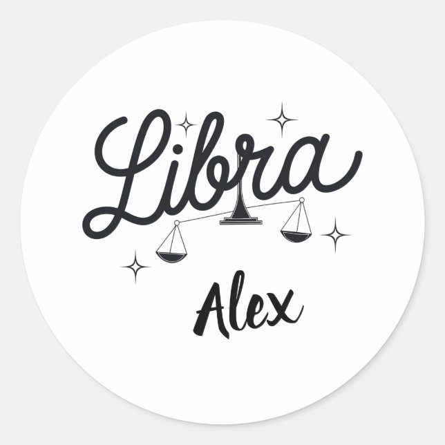 Personalized Libra Zodiac Sign Art  Classic Round Sticker (Front)