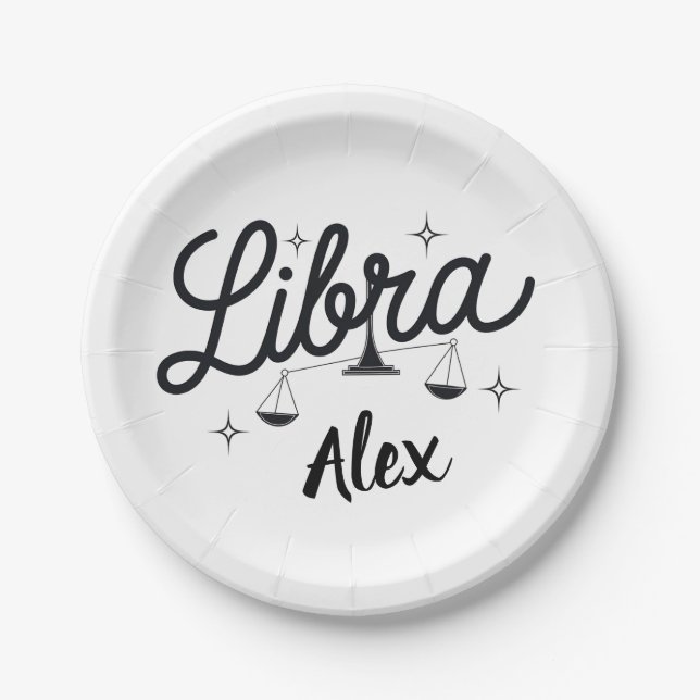 Personalized Libra Zodiac Sign Art  Paper Plate (Front)