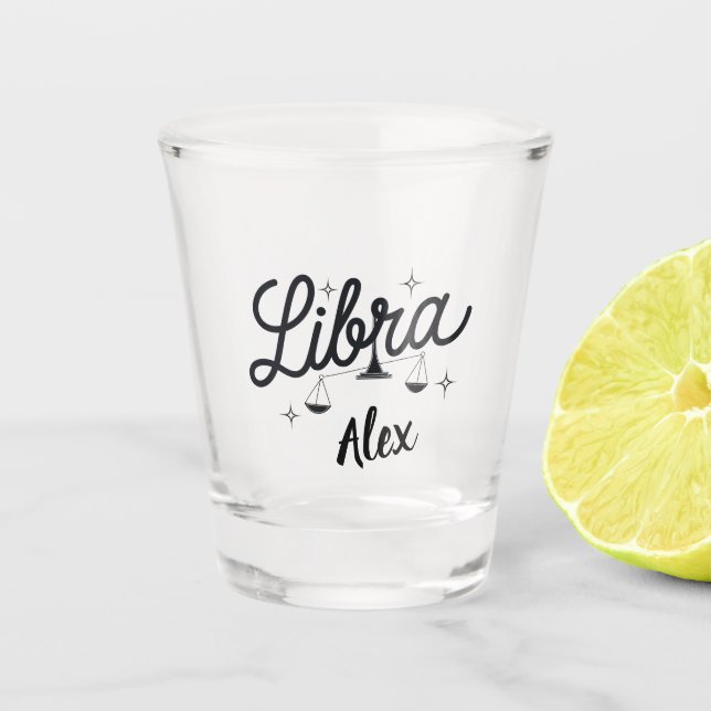 Personalized Libra Zodiac Sign Art  Shot Glass (Front)