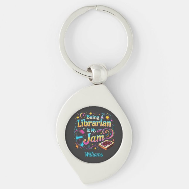 Personalized Librarian Gift Key Ring (Front)