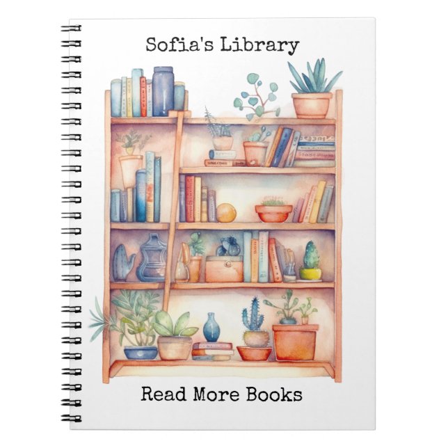 Personalized Library Watercolor Notebooks (Front)