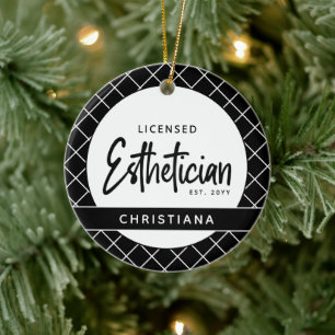 Personalized Licensed Esthetician Cosmetologist Ceramic Ornament