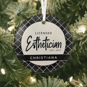 Personalized Licensed Esthetician Cosmetologist Glass Tree Decoration