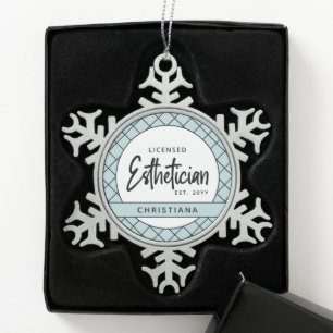 Personalized Licensed Esthetician Cosmetologist Snowflake Pewter Christmas Ornament