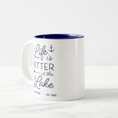 Personalized Life Is Better At the Lake Two-Tone Coffee Mug (Front Left)
