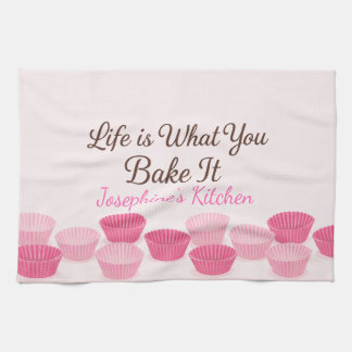 Personalized Life Is What You Bake It Cute Trendy Tea Towel