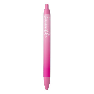 Personalized Light and Hot Pink Ombre Black Ink Pen