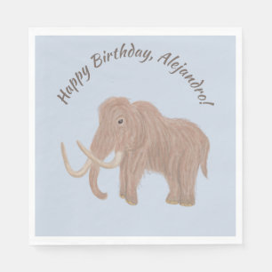 Personalized Light Blue, Brown Woolly Mammoth Napkin