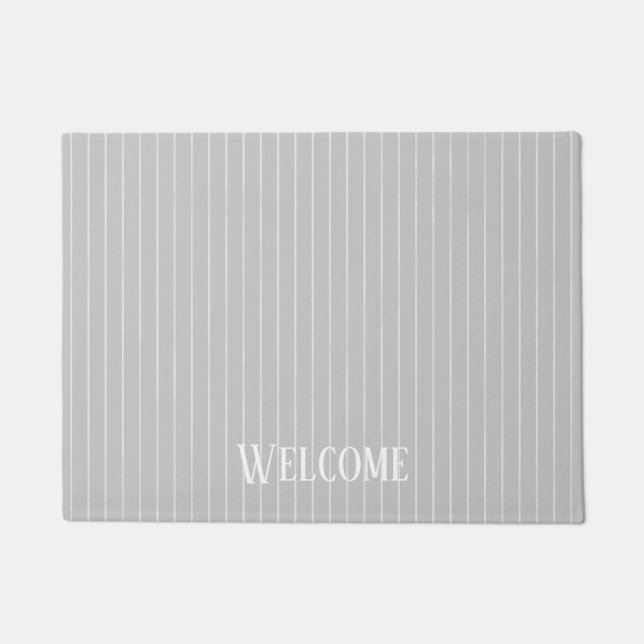 Personalized light gray pinstripes doormat (Front)