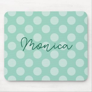 Personalized Light Teal Polka Dot Mouse Pad