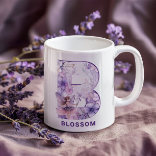 Personalized Lilac Fairy Monogram B Coffee Mug