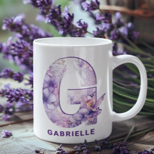 Personalized Lilac Fairy Monogram G Coffee Mug