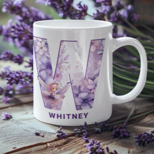 Personalized Lilac Fairy Monogram W Coffee Mug