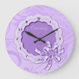 Personalized Lilac Scalloped Frame Wall Clock