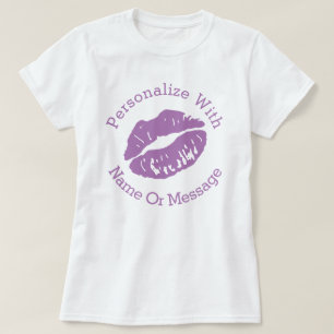 PERSONALIZED Lipstick Kiss (purple) T-Shirt