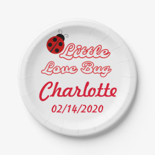 Personalized Little Love Bug Ladybug Party Paper Plate