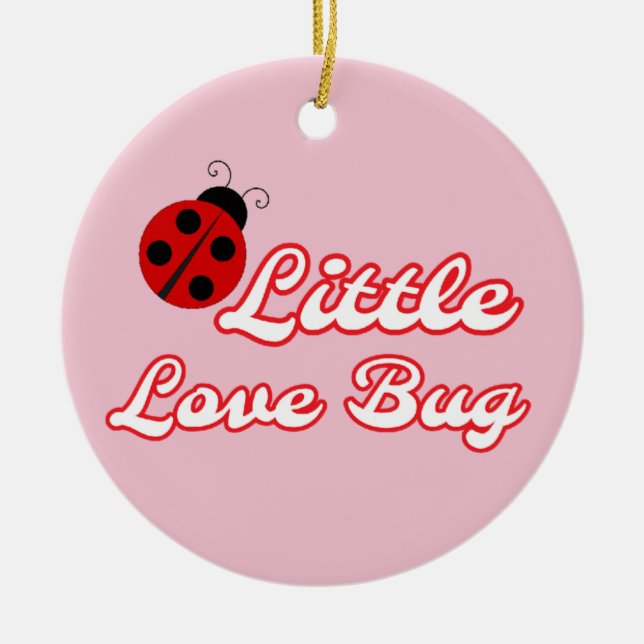 Personalized Little Love Bug Ladybug Tree Ceramic Ornament (Front)