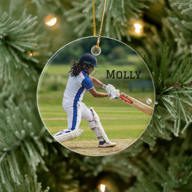 Personalized Living that Cricket Mum Life Photo  Ceramic Ornament (Tree)
