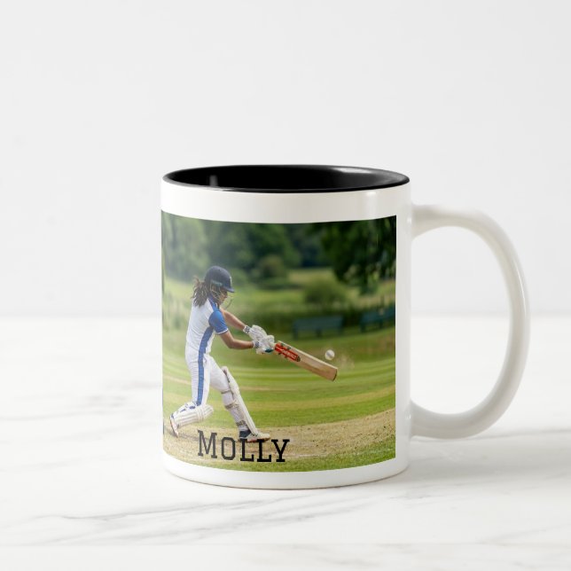 Personalized Living that Cricket Mum Life Photo  Two-Tone Coffee Mug (Right)