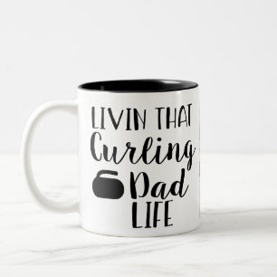Personalized Living that Curling Dad Life Photo Two-Tone Coffee Mug
