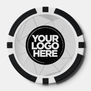 Personalized Logo and Text Geometric Silver Poker Chips