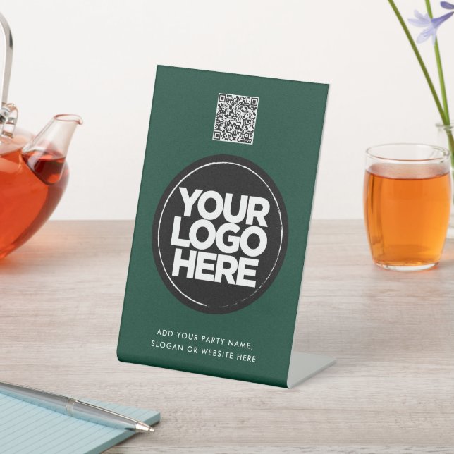 Personalized Logo and Text Simple Qr Code Pedestal Sign (In SItu)