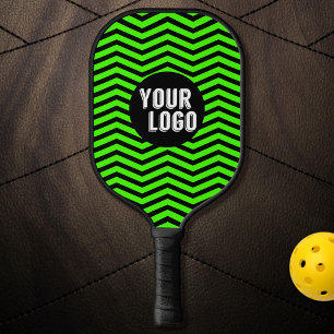    Personalized Logo Black & Green Chevron Branded Pickleball Paddle