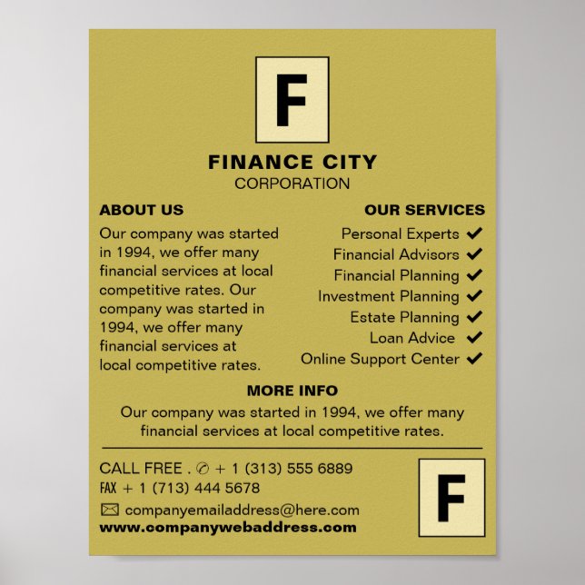 Personalized Logo, Business & Finance Advertising Poster (Front)
