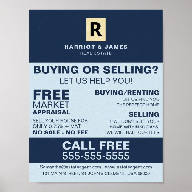 Personalized Logo, Realtor, Estate Agent Poster (Front)