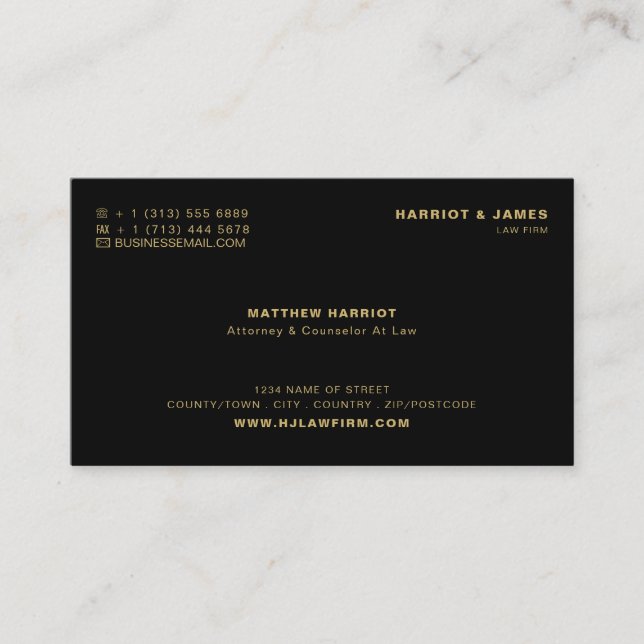 Personalized Logo, Sleek Legal Professional Business Card (Front)