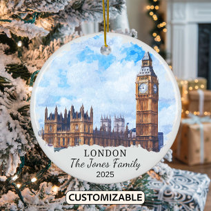 Personalized London Ornament, England Ceramic Ornament