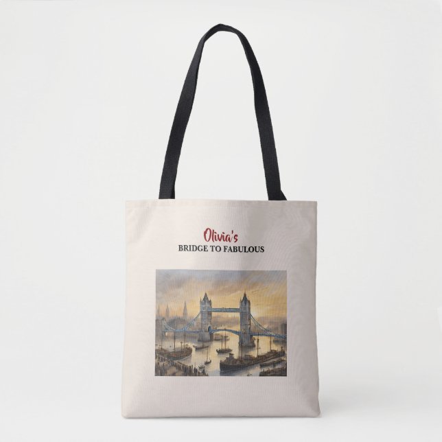 Personalized London Tower Bridge Shoulder Tote (Front)