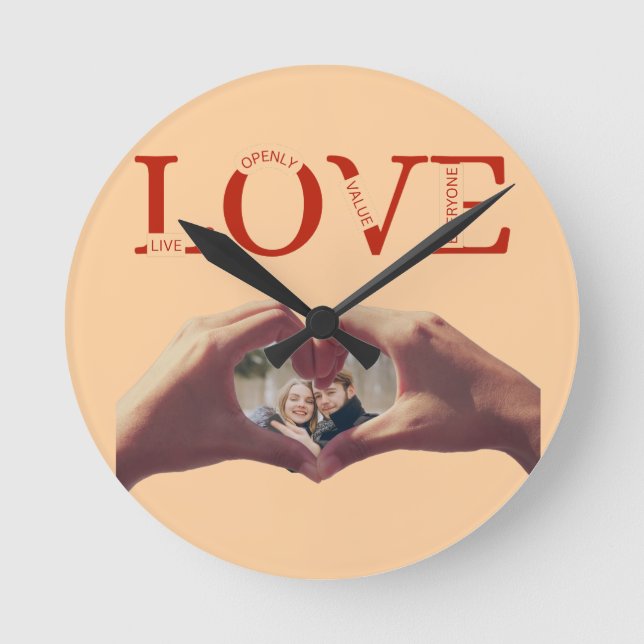 Personalized LOVE Acronym Photo  Round Clock (Front)