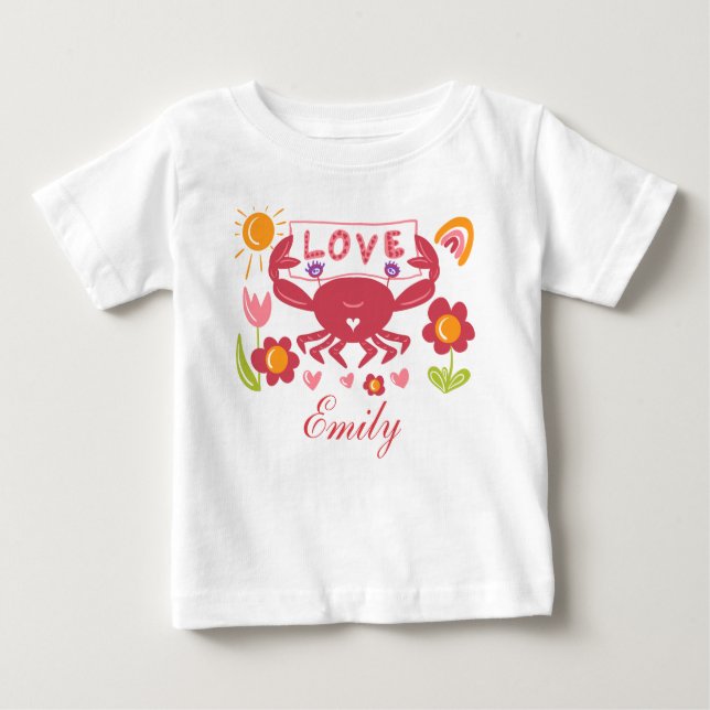 Personalized Love Crab Baby Toddler t-shirt (Front)