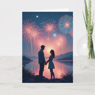 Personalized Love Fireworks 3 Card