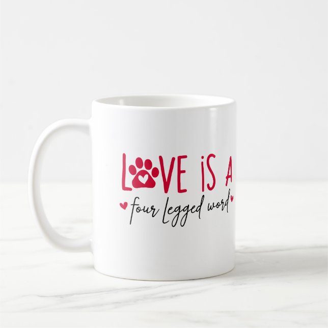 Personalized Love is a Four Legged Word Photo Coffee Mug (Left)